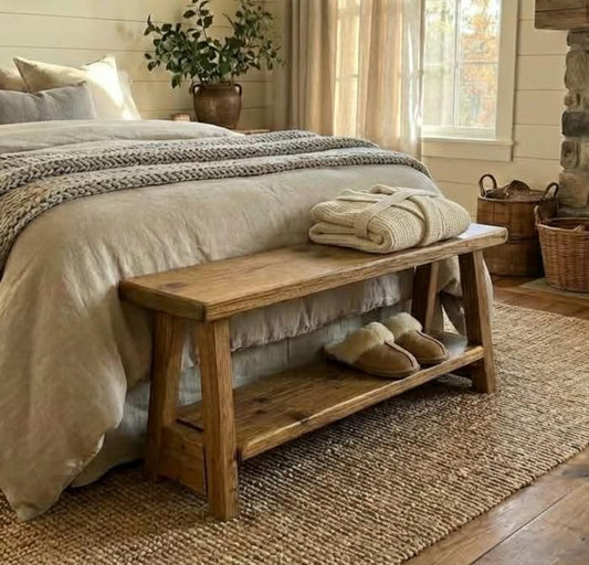 Handmade Rustic Reclaimed Wooden Bed End Bench, various sizes
